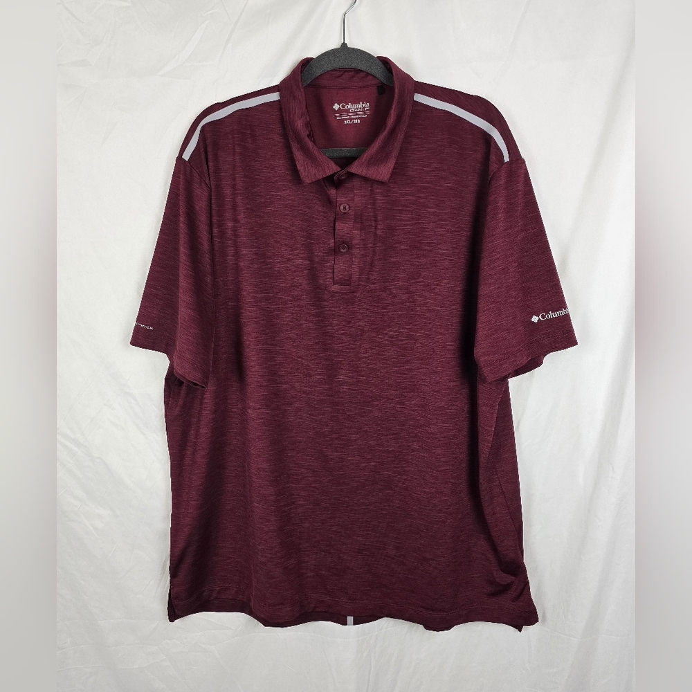 Columbia Golf Omni-Wick Alignment Polo Sporty Burgundy Men's sz 2XL